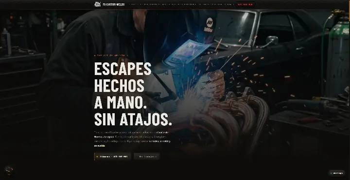 FS Custom Welds — web para taller de escapes artesanales, mecánica y homologaciones en Zaragoza, diseñada por Cristia Gimenez