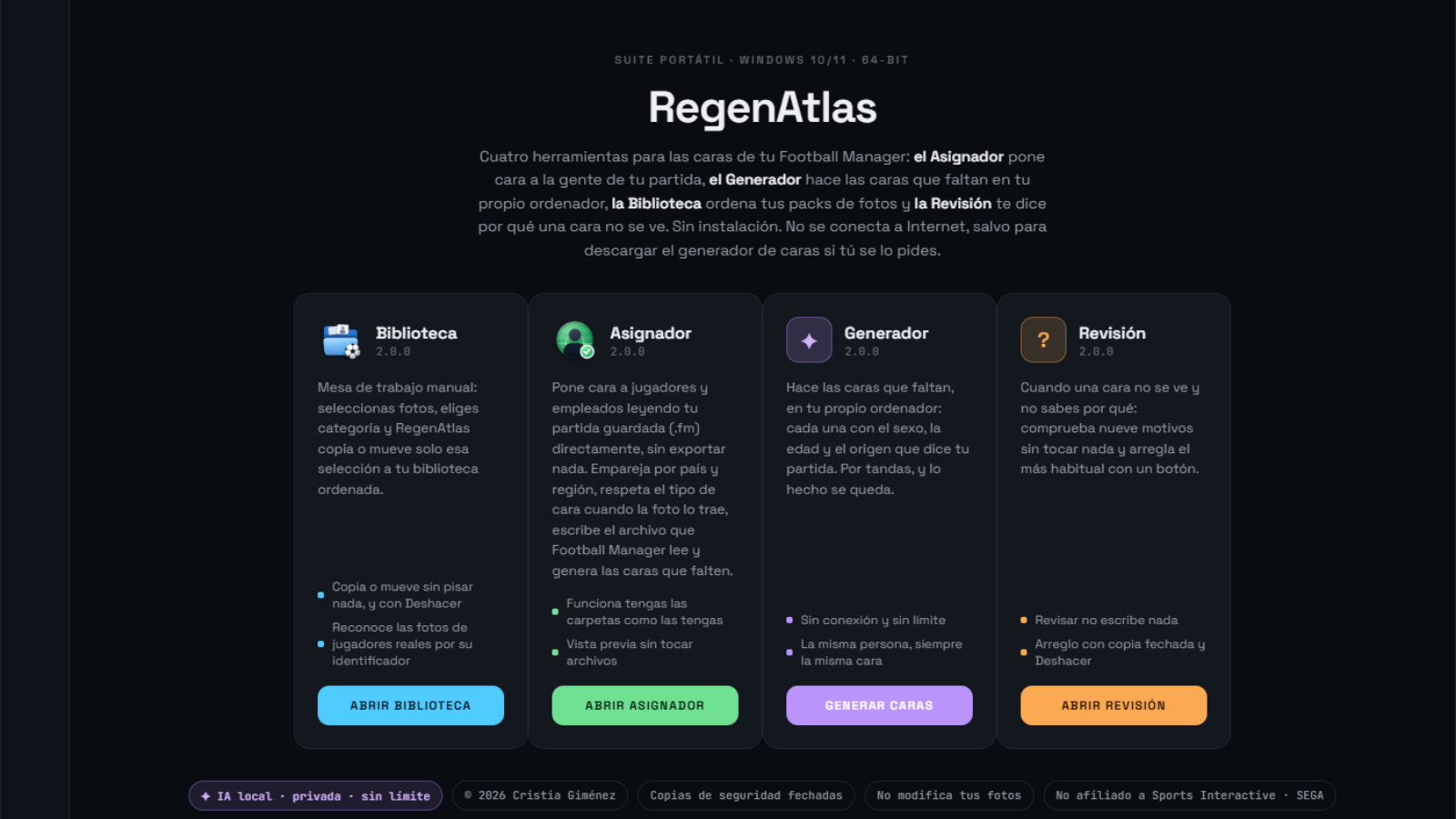Interfaz de RegenAtlas